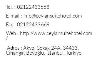 Cihangir Ceylan Suite Hotel Istanbul iletiim bilgileri